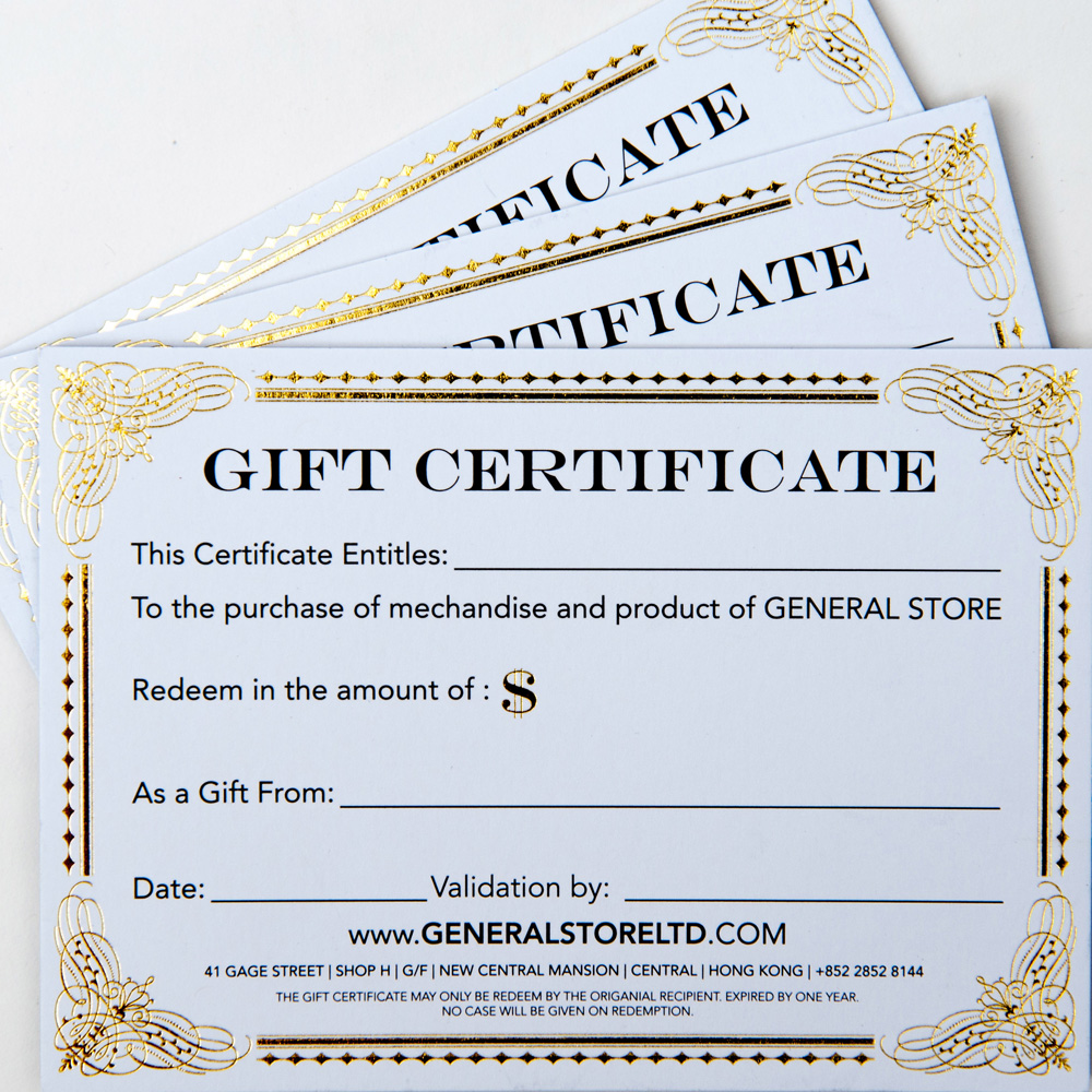 General Stre Gift Certificate