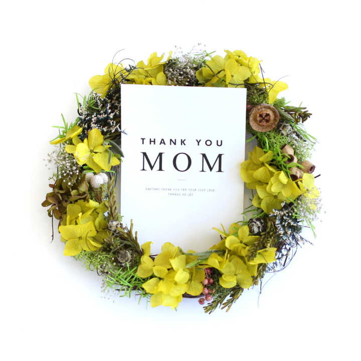 <center>ブライトグリーン あじさいの リース<br>(プリザーブドフラワー)</center>