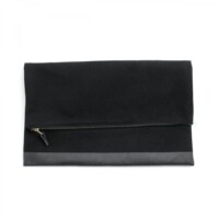 <center>キャンバス 折りたたみポーチ/クラッチバッグ(ブラック)</center>