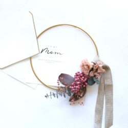 アンティークピンク カーネーションとユーカリのゴールドリングリース