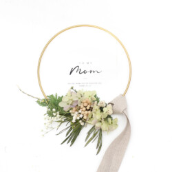 ミモザとあじさいのゴールドリングリース